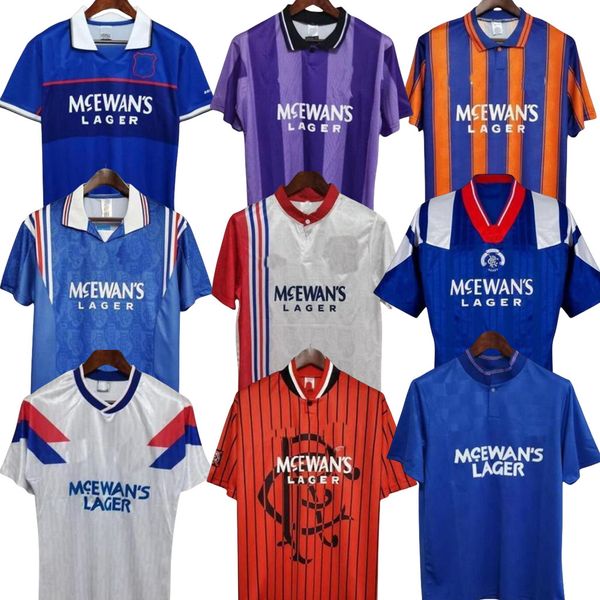 

87 90 92 93 94 95 96 97 99 01 08 glasgow rangers fc retro soccer jerseys gerrard gascoigne laudrup gerrard mccoist football uniforms, Black;yellow