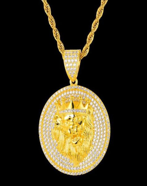 

new fashion 18k yellow gold plated iced out cz lion pendant necklace hip hop jewelry gift207z5085225, Silver