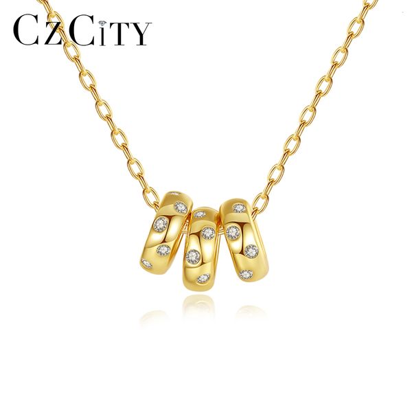 

strands strings czcity cz beads 925 sterling silver pendant necklace fashion jewellery female gold color plated women trendy link chain 2307, Black