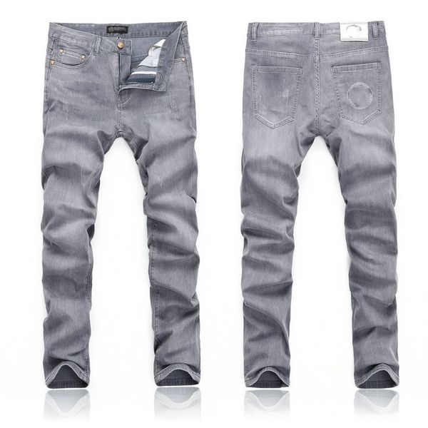 

mens fashion purple jeans denim version slim fit light regular casual solid color jeans classic fashion versatilejean desinger clothes for, Blue