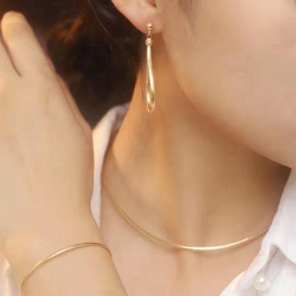 

wedding jewelry sets 18k pure gold lace necklace earring bracelet real au750 solid chain beautiful upscale trendy classic party fine 18 2307, Slivery;golden