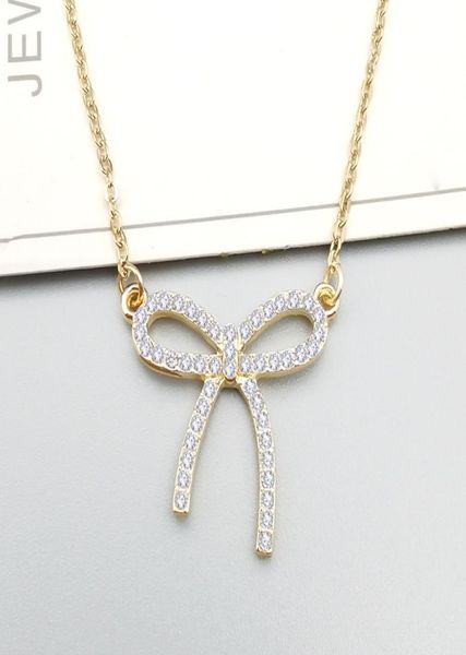 

simple bow with diamonds necklace bow clavicle chain01234322140, Silver