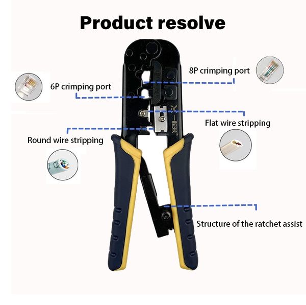 

sr crimper rj11 rj45 crimping tool ethernet network lan cable crimper cutter stripper plier for 6p 8p rj-11/rj-12 rj 45 crimper tool passthr