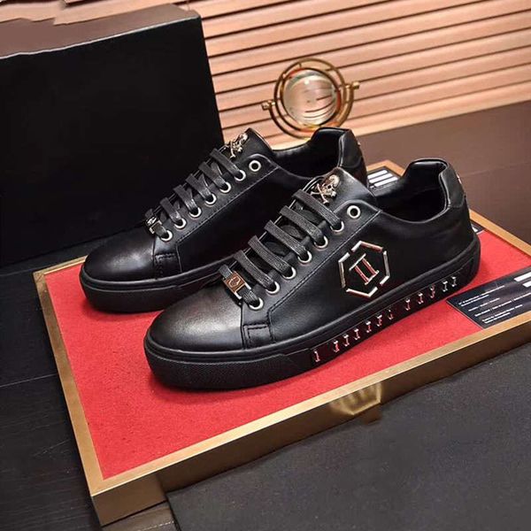 

new arrival paris designers men casual shoes fashion trend skull outdoor sports classic fringed luxury party breathable shoes 2023, Black