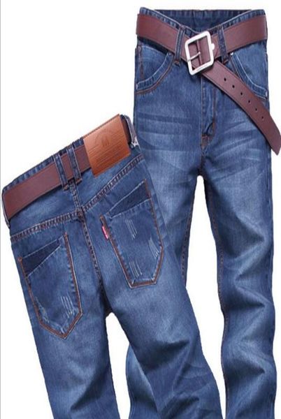 

s demin slim fit men jeans vintage straight regular colored selvedge jogger zipper pants washed demin asian size trousers4697133, Blue