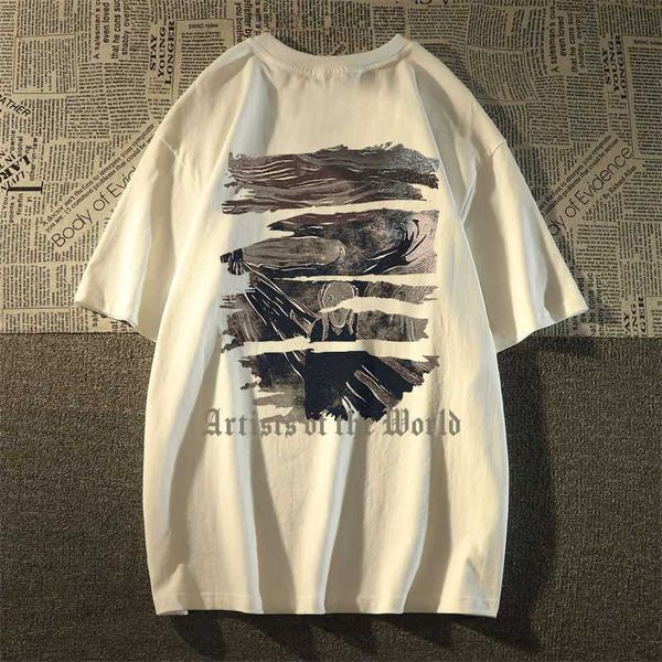 

galleries 250g heavy-duty european and american style ins short sleeved t-shirt for men's summer trend loose fitting letters hiphop pur, White;black