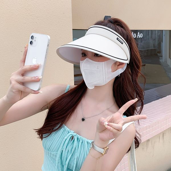 

fashion designer jewelry zhao lusi's same sun hat anti ultraviolet hollow cap versatile sunshade baseball cap wholesale mzy32, Blue;gray