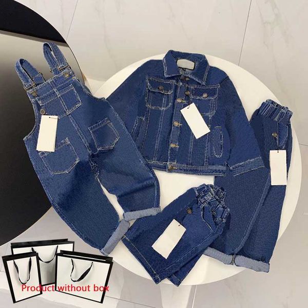 

girl kids clothing sets boy denim jacket outwear jeans coat fashion classic overalls shorts baby trousers jacket 4 styles child suits, White