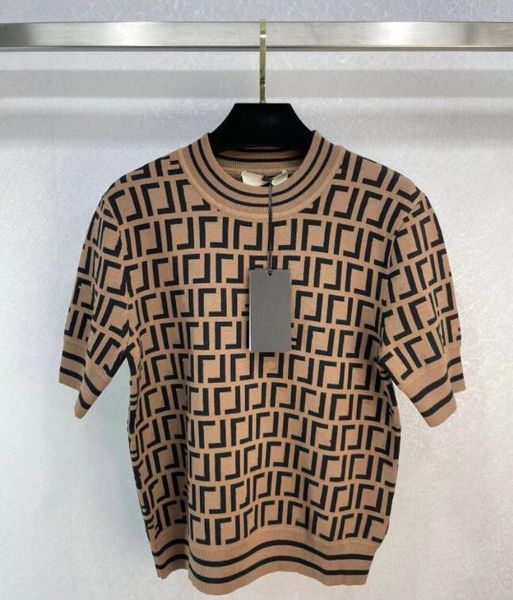

designer luxury quality long short-sleeved knits sweater fashion f letter logo women's pullover t-shirt sweaters, White;black