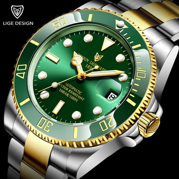 

other watches lige men mechanical wristwatch stainless steel clocks watch brand luxury military sports mens reloj hombre 230729, Slivery;black