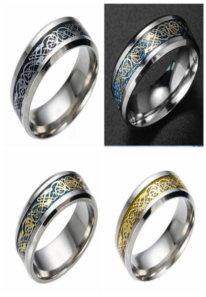 

whole 25pcs 8mm celtic dragon band 316l stainless steel rings fashion band jewelry finger ring27583522166, Silver