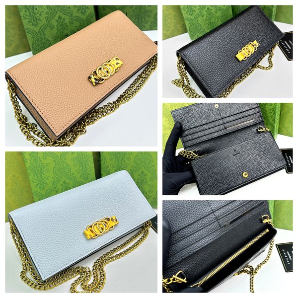 

7a quality fashion women's chain wallet designer shoulder bag purse chain flap crossbody multi card slot long leather wallet women phon, Red;black