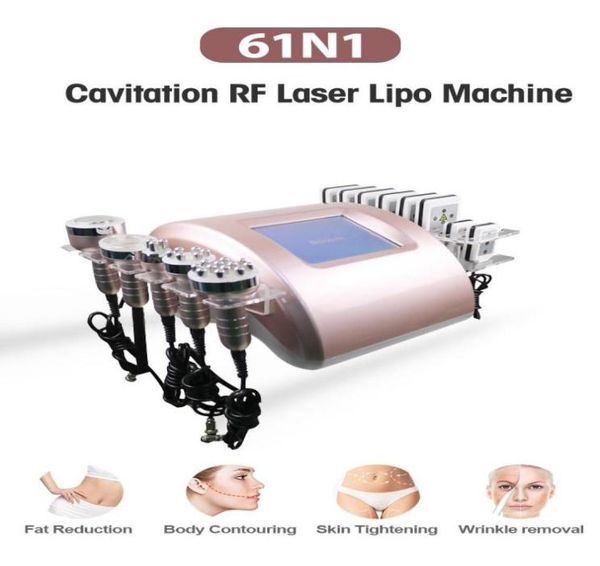 

2021 portable 6 in 1 slimming machine 40k ultrasonic liposuction cavitation 8 pads vacuum rf skin care salon spa beau5583904