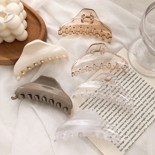 

new fashion geometry transparent hair claw clip hairpin barrettes for women girl headwear solid color acrylic barrette, Slivery;white