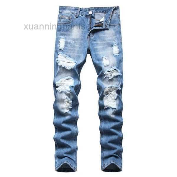 

autumn new fashion retro hole jeans men pants cotton denim trouser male dropshipping y4n3, Blue