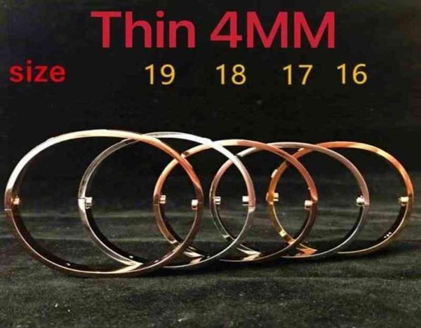 

thin 4mm bracelet charm bangles women men 4cz titanium steel screw screwdriver love bracelets gold nail bracelet couples gift nrj8968683, Black