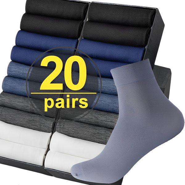 

mens socks 20pairs bamboo fiber men socks summer spring sports socks sweat absorption deodorant thin stripe breathable silk long sock 230729, Black