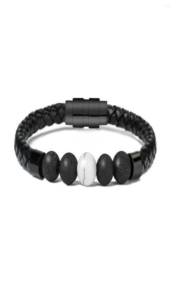 

bangle cremation jewelry urn bracelet for ashes women men lava stone genuine leather memorial bracelets6345059, Black