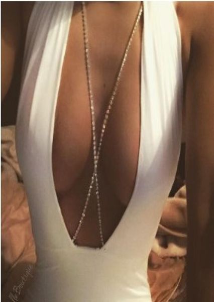 

womens bralette chain fully rhinestone harness fashion jewelry bra body chain crystal chain bra8992641, Silver