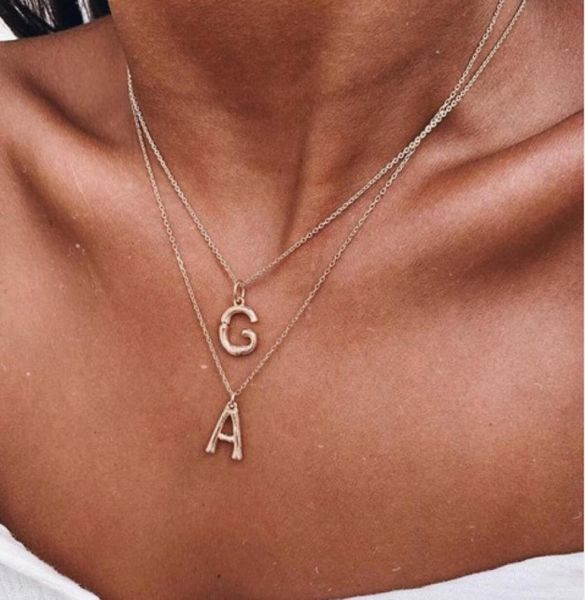 

az letter necklaces pendants for women collars fashion diy name necklace 2019 new initial metal personalized jewelry9791371, Silver