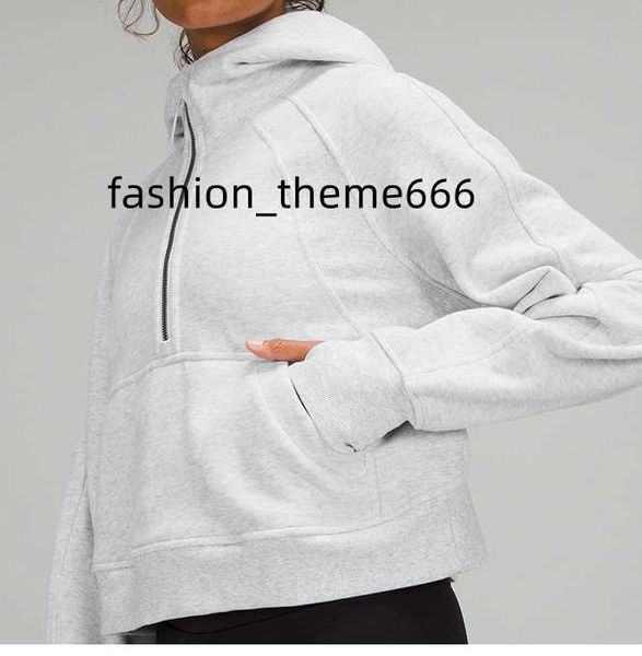 

lululemens womens jackets hoodys plus velvet autumn and winter yoga hoodie scuba thickening sports half zipper terry designer sweater cing, Black;brown