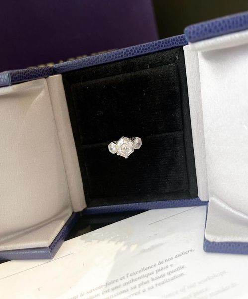 

hexagon diamond wedding ring designer women rings wedding lovers gift engagement jewelry with box3883256, Slivery;golden