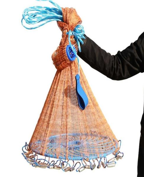 

upgraded easy throw cast net fishing network diameter 300cm720cm american style fishing net small mesh outdoor fishing tools 22022599865