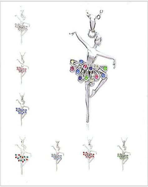 

crystal necklaces christmas dancing ballerina dancer crystal ballet dance pendant necklace charm gros collier femme jewellery wome8614482, Silver