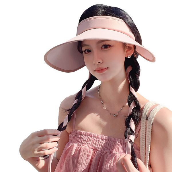 

fashion designer jewelry uv hollow hat with large brim ice silk sun hat versatile sunshade baseball cap wholesale mzy40, Blue;gray