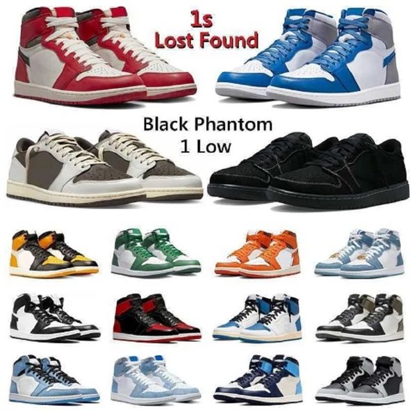 

eur36-47 og sp 1 basketball shoes jumpman 1s low black phantom reverse mocha lost found starfish chicago bred patent hyper royal mens traine