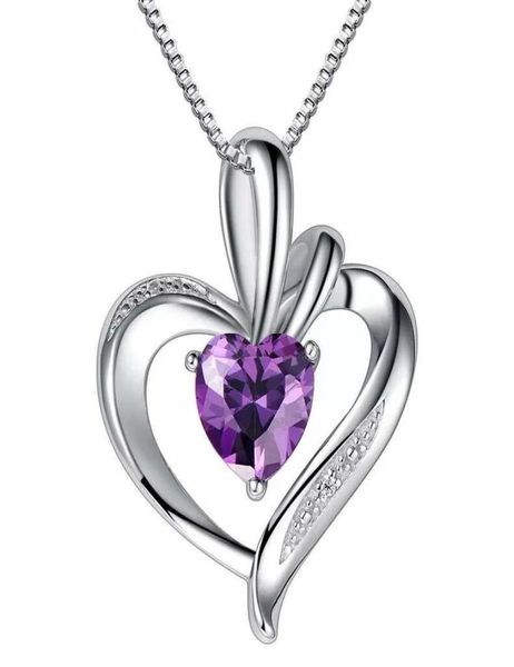 

925 sterling silver items crystal jewelry pendant statement necklaces purple heart shaped wedding vintage infinity charms1109940