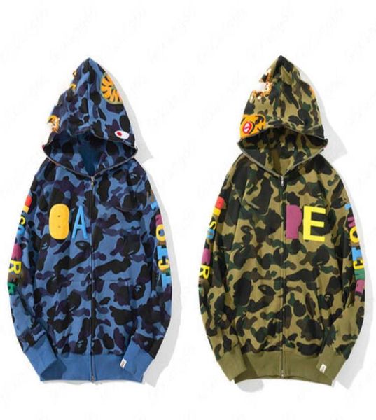 

mens hoodies japanese tide brand apeman head joint tiger head foam letter camouflage sweater zipper jacket1554581, Black