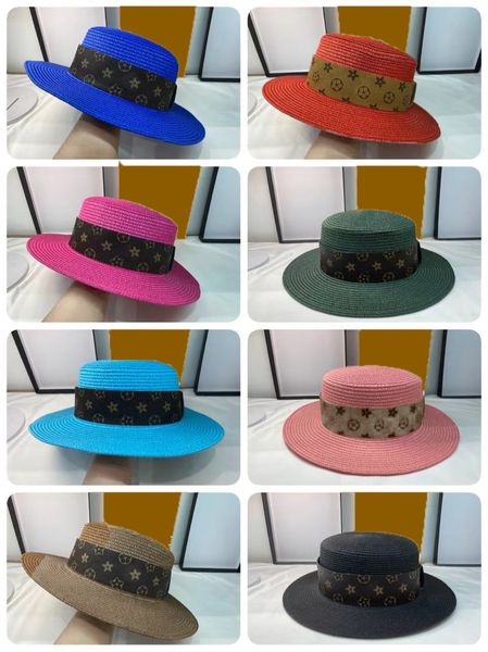 

french retro straw hat lady lace pearl vacation sun protection hat flat straw braid all sun hat tide, Blue;gray