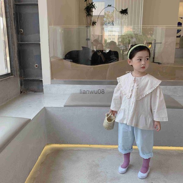 

kids shirts 2021 autumn girls' shirt children's large lapel nine sleeve shirt kids blouse kids clothes girls 8 to 12 x0728, White;black