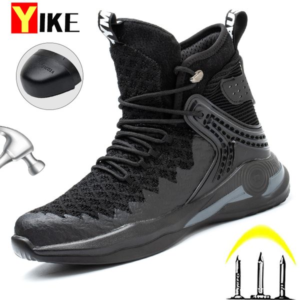 

safety shoes fashion men work safety boots anti-smash anti-puncture work sneakers high safety shoes men indestructible work boots 230729, Black;brown