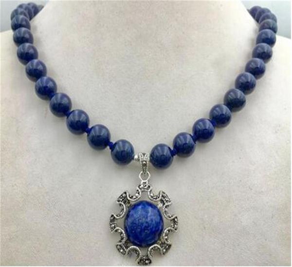 

collier penden en lapis lazuli egyptien naturel 10mm 18''254g7984927, Silver