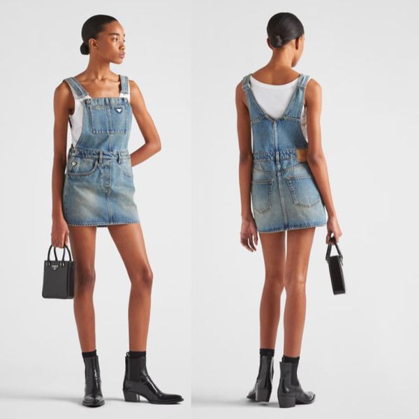 

denim strap skirts summer women casual suspender denim overalls dress fashion workwear jumpsuit skirt, Black