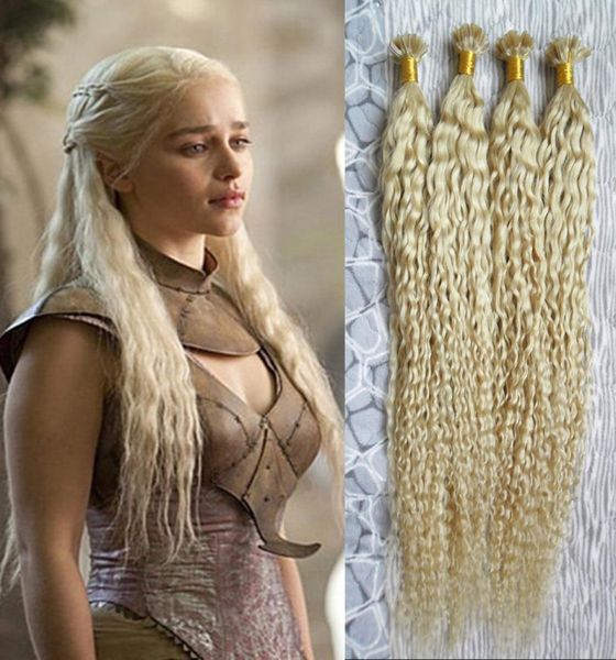 

blonde hair keratin u tip hair extensions 1gs 200g nonremy brazilian human hair 613 kinky curly 200g4513564, Black