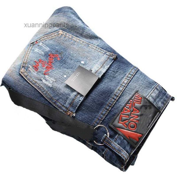 

fashionable skinny feet jeans ripped fashion paint splattered retro blue streetwear beggar jean eeyk
