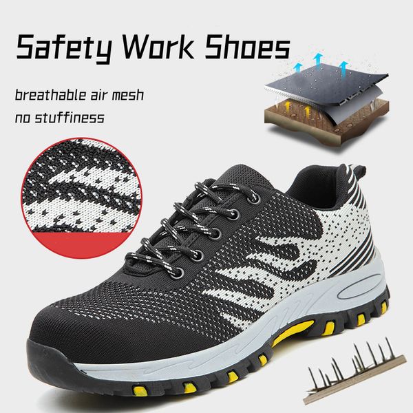 

safety shoes safety work men boots steel toe shoes anti-puncture rubber sole male women wear-resistant outdoor sports climb hiking sneaker 2, Black;brown