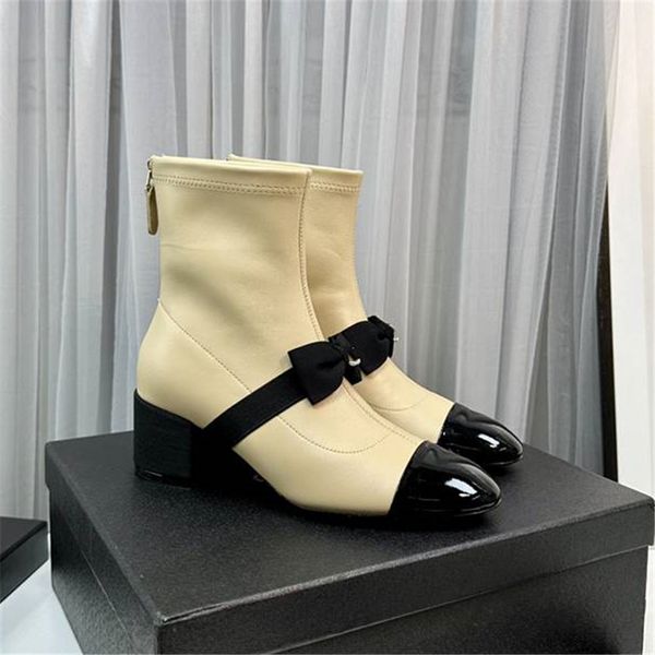 

luxury design boots 2023 channel fashion women retro decoration winter warm snow non slip high heel martin knight tassel casual socks boots, Black