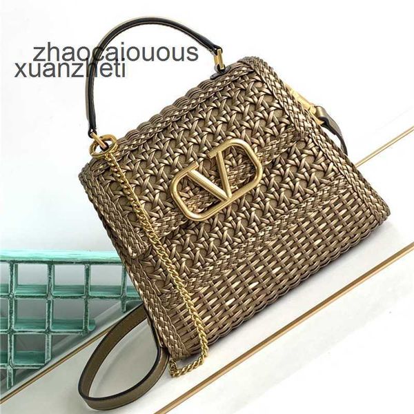 

leather lady's valentins gold buckle single bag woven lock designer classic tote shoulder diagonal straddle decorated bags women's