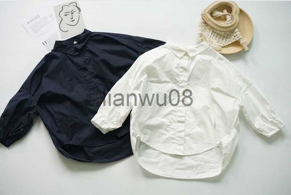 

kids shirts 2020 spring and summer shirt loosefit solid color children shirt long sleeve shirts x0728, White;black