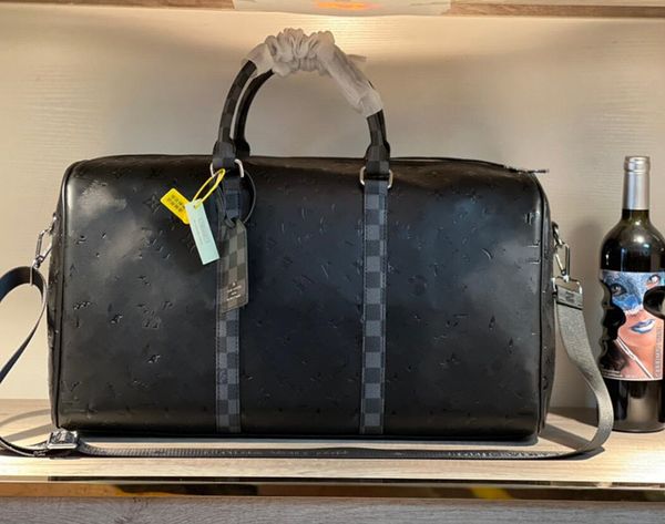 

luxury brand bags mens duffel bags embossed letter splicing plaid handbags designer women keepall travel bag gym bags yoga fitness bag mens