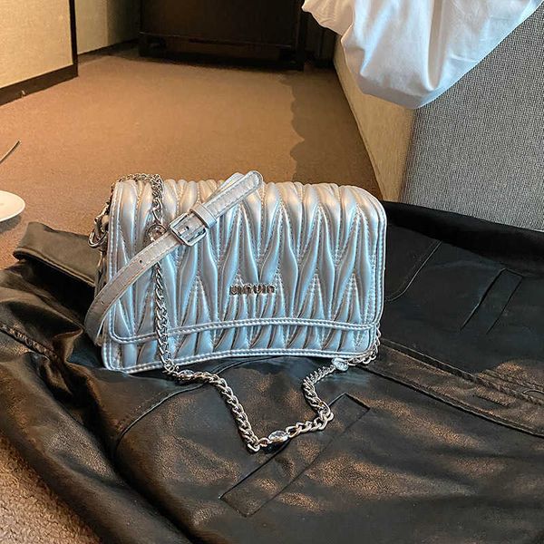 

designer bag popular underarm bag women pleated embroidery small square bag chain strap shoulder crossbody bag 6wlg