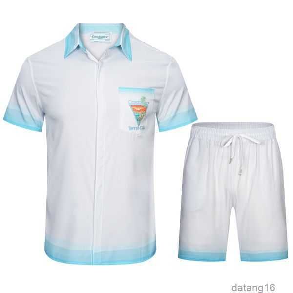 

casablanca mens set 2 pieces designer shirt shorts slim fit loose silky luxury casablanc shirts men casual polos suit clothing x8xc, Gray