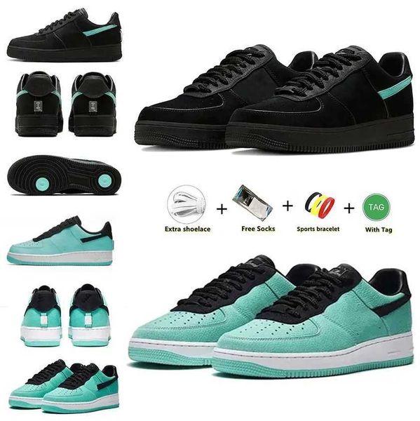 

2023 new with box designer casual shoes low cut triple white af1 platform skate airforce 1 tiffany x one university blue panda men women ske, Black