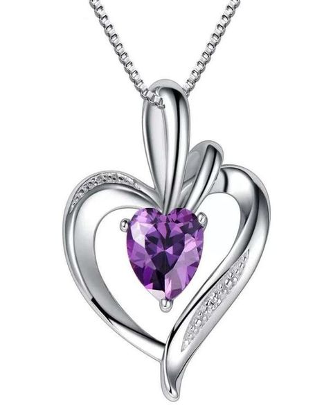 

925 sterling silver items crystal jewelry pendant statement necklaces purple heart shaped wedding vintage infinity charms5288831