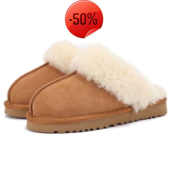 

tasman slippers chestnut fur slides sheepskin shearling tazz mules women men ultra mini platform boot slip-on shoes suede upper comfort fall, Black