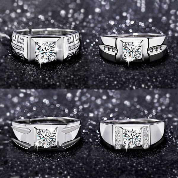 

band rings big men's four claw ring high d colorplatinum plated wedding ring 1, Silver